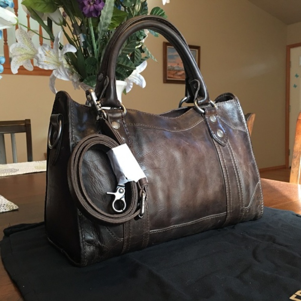 Frye Melissa Satchel Slate Brown